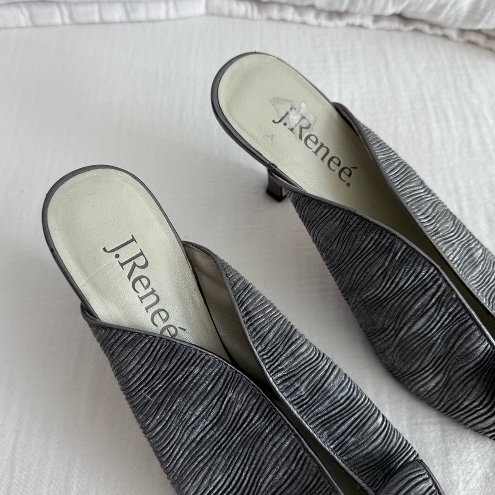 J. Renee Gray Elvira Peep-toe Fabric Mules - Picture 2 of 9